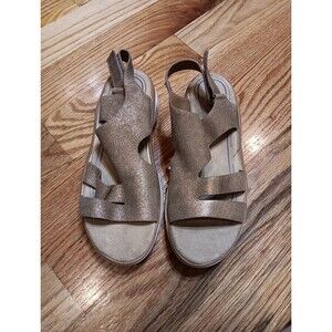 Bionica Akela Womens Sz 9 Leather Sling Back Sandals Metallic Gold Comfort Shoes